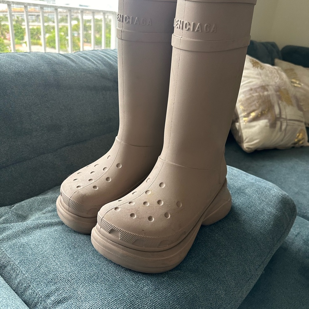 Balenciaga Taupe Knee-High Boots